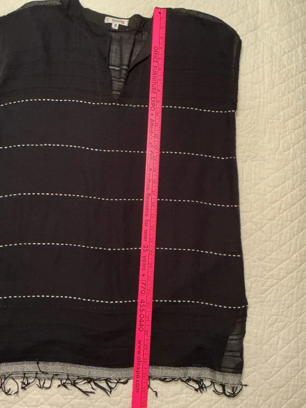 Lemlem Tikuri Tunic Swim Coverup Dress, Black, Silver Thread & Fringe Hem, Small - Picture 13 of 14
